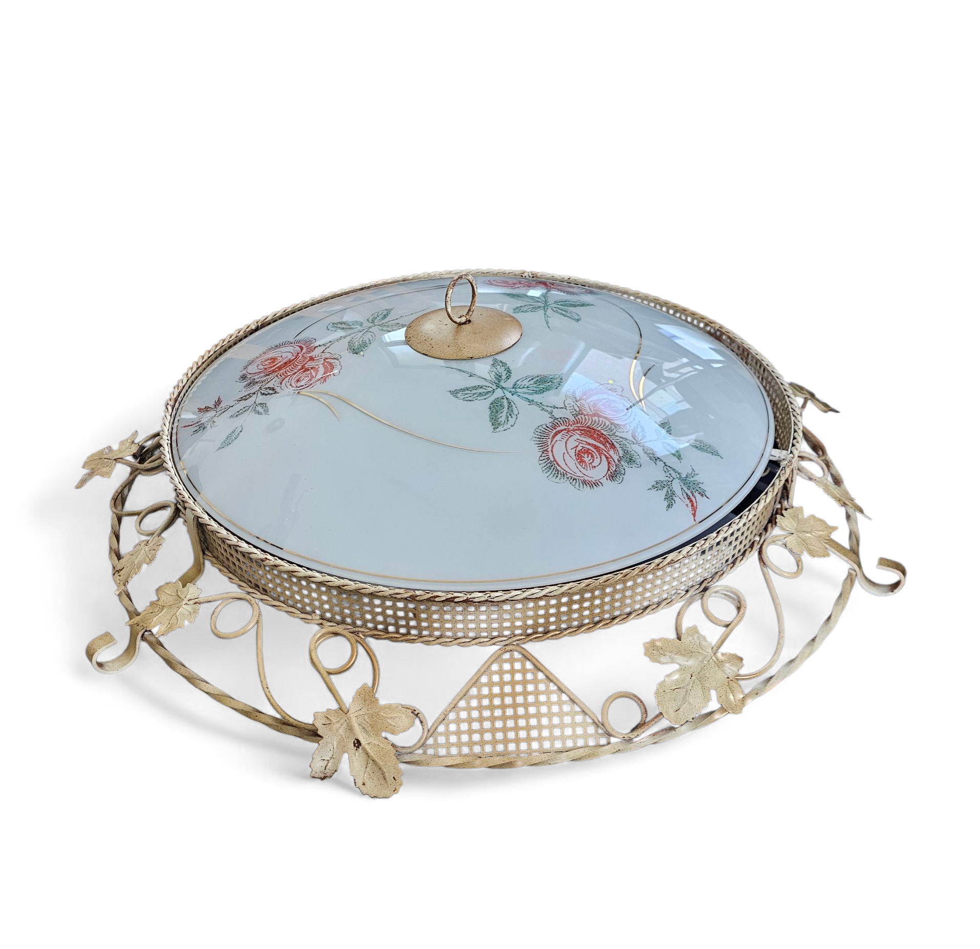 Large Floral Ceiling Lamp 1950s image 6