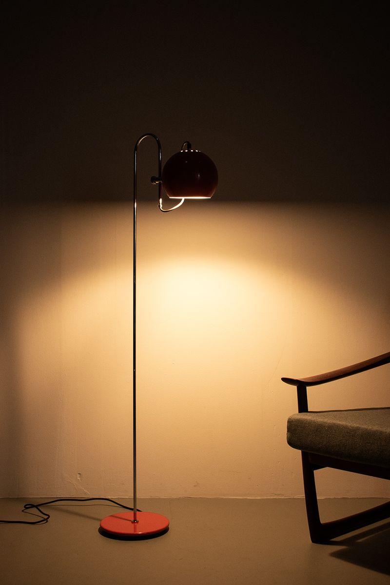 Oranje 70's Vloerlamp Met Verstelbare Bol image 8