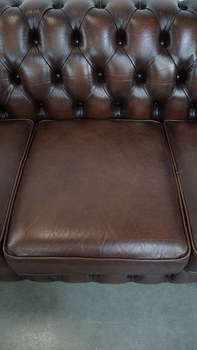 Luxe En Charmante 3-zits Rundleren Chesterfield Bank In Engelse Stijl image 6