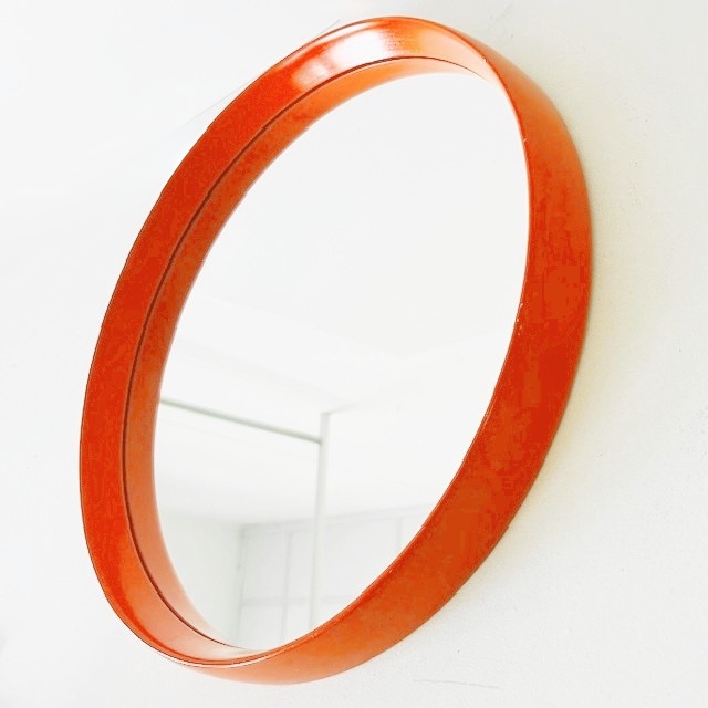 Mid-century Space Age Spiegel Oranje Hout O.w. Hack 1960’s image 6