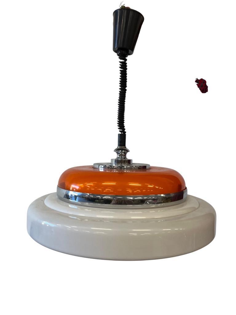 Vintage Witte Oranje Space Age Ufo Hanglamp / Luster image 3