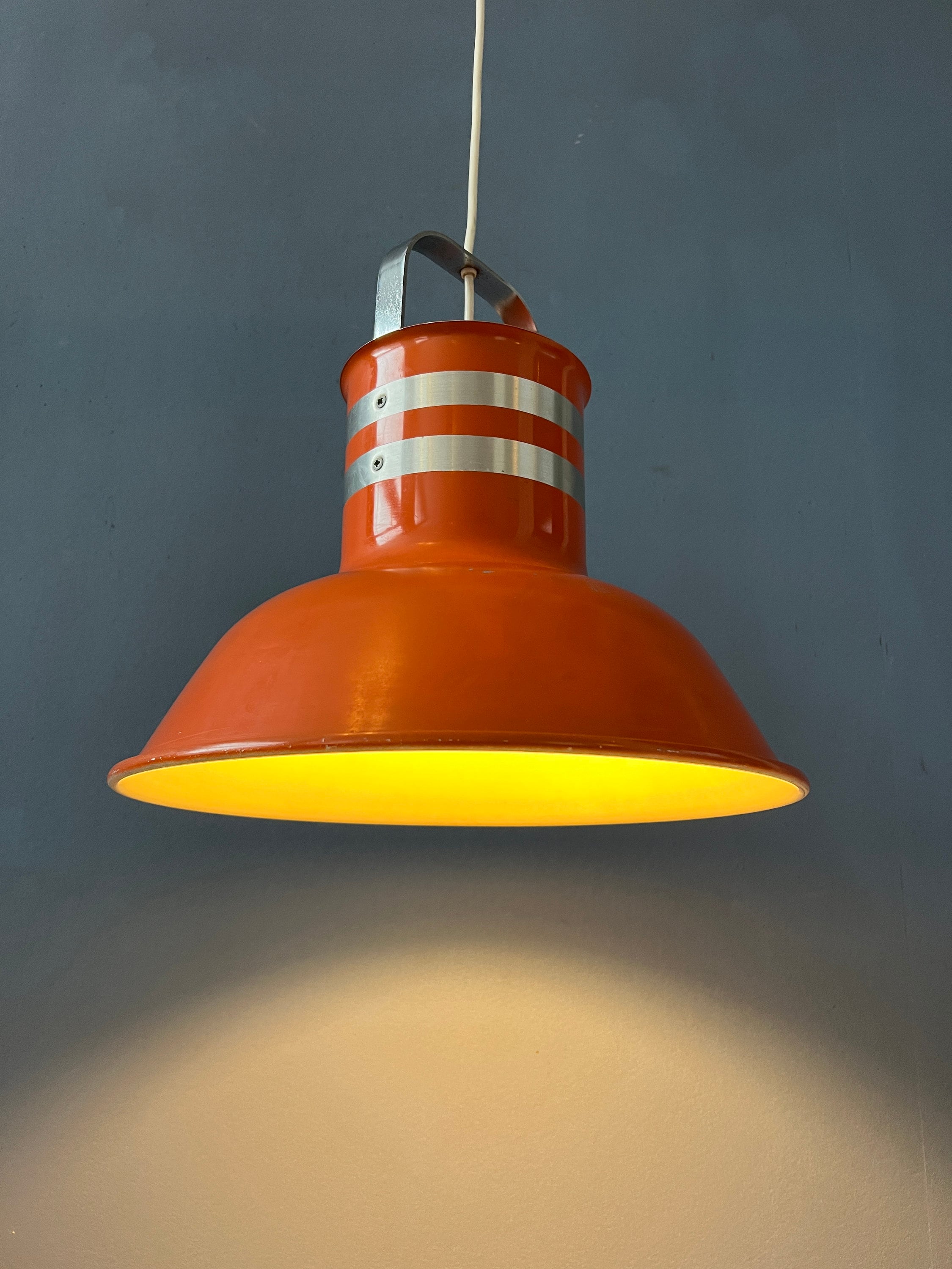 Mid Century Oranje/rode Metalen Space Age Hanglamp image 6