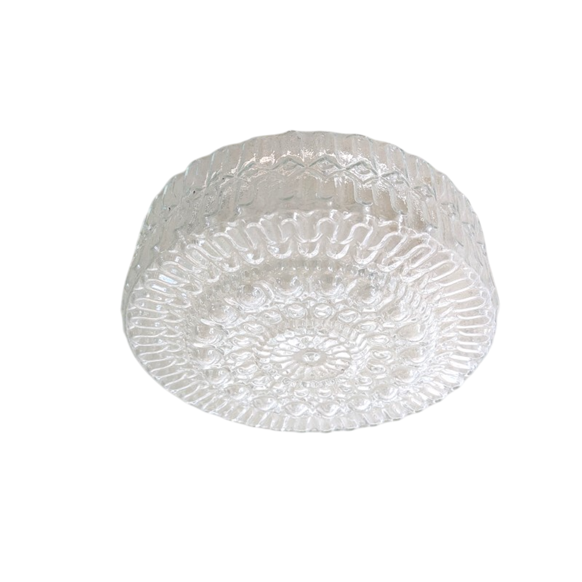 Vintage Ronde Glazen Plafonnière / Plafondlamp – Jaren 60/70 - (kh34) image 2