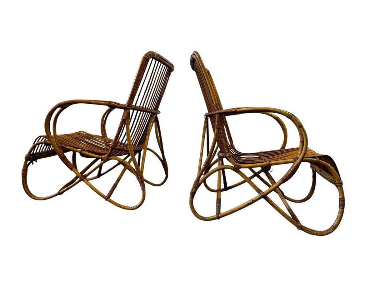 Set Van 2 Vintage Rotan Fauteuils / Eenzitjes Rohé image 5