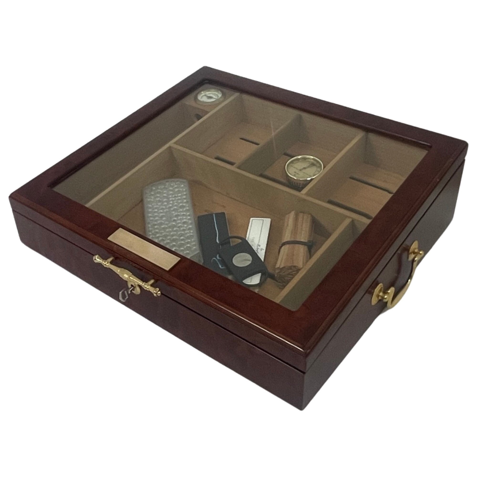 Vintage - Rosewood And Brass - Humidor For Cigars Including A Lot Of Accessories - Great Git! image 2