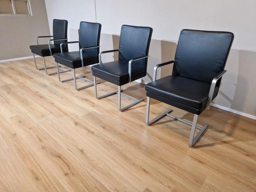 4X Hulsta D13 Stoelen - Eetkamerstoelen - Zwart Leder-Design image 3