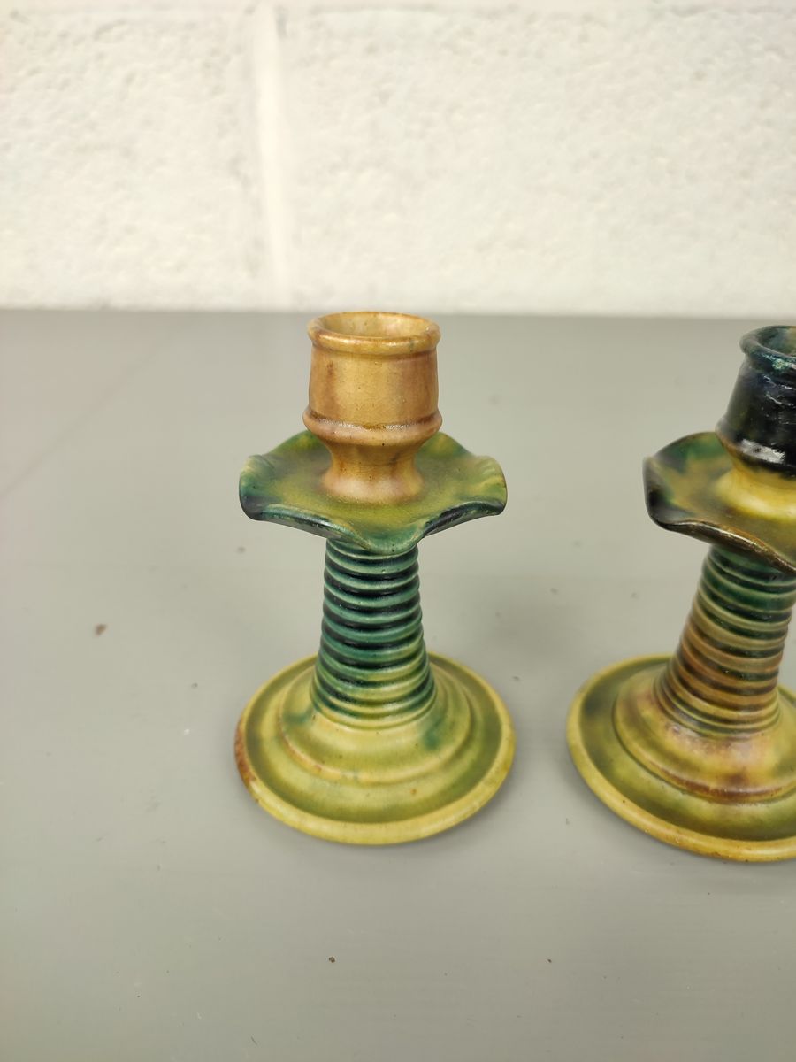 Duo Kandelaartjes In Vlaams Aardewerk image 1