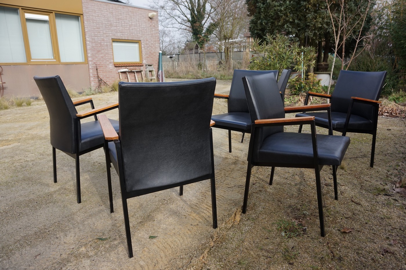 Set Van 6 Industriele Midcentury Armstoelen/ Vergaderstoelen image 7