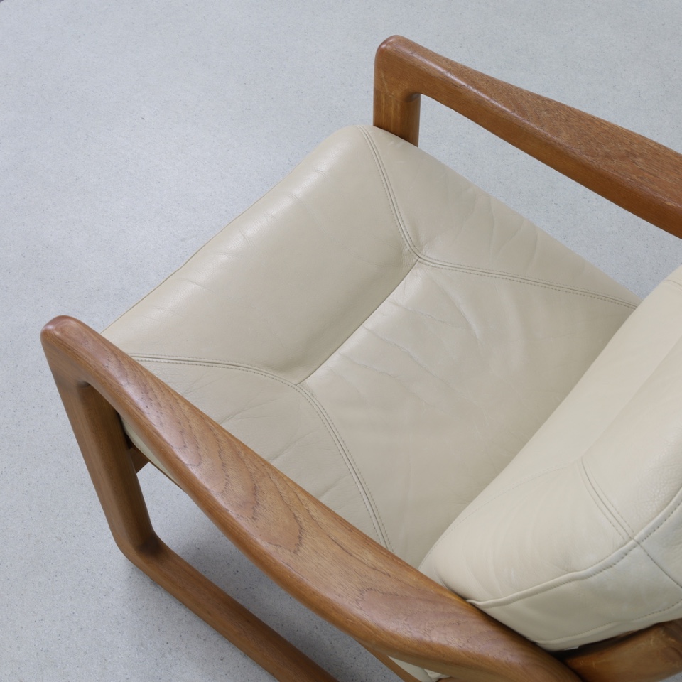 Vintage Fauteuil Leer + Hocker Poul Jeppesen Denmark image 11
