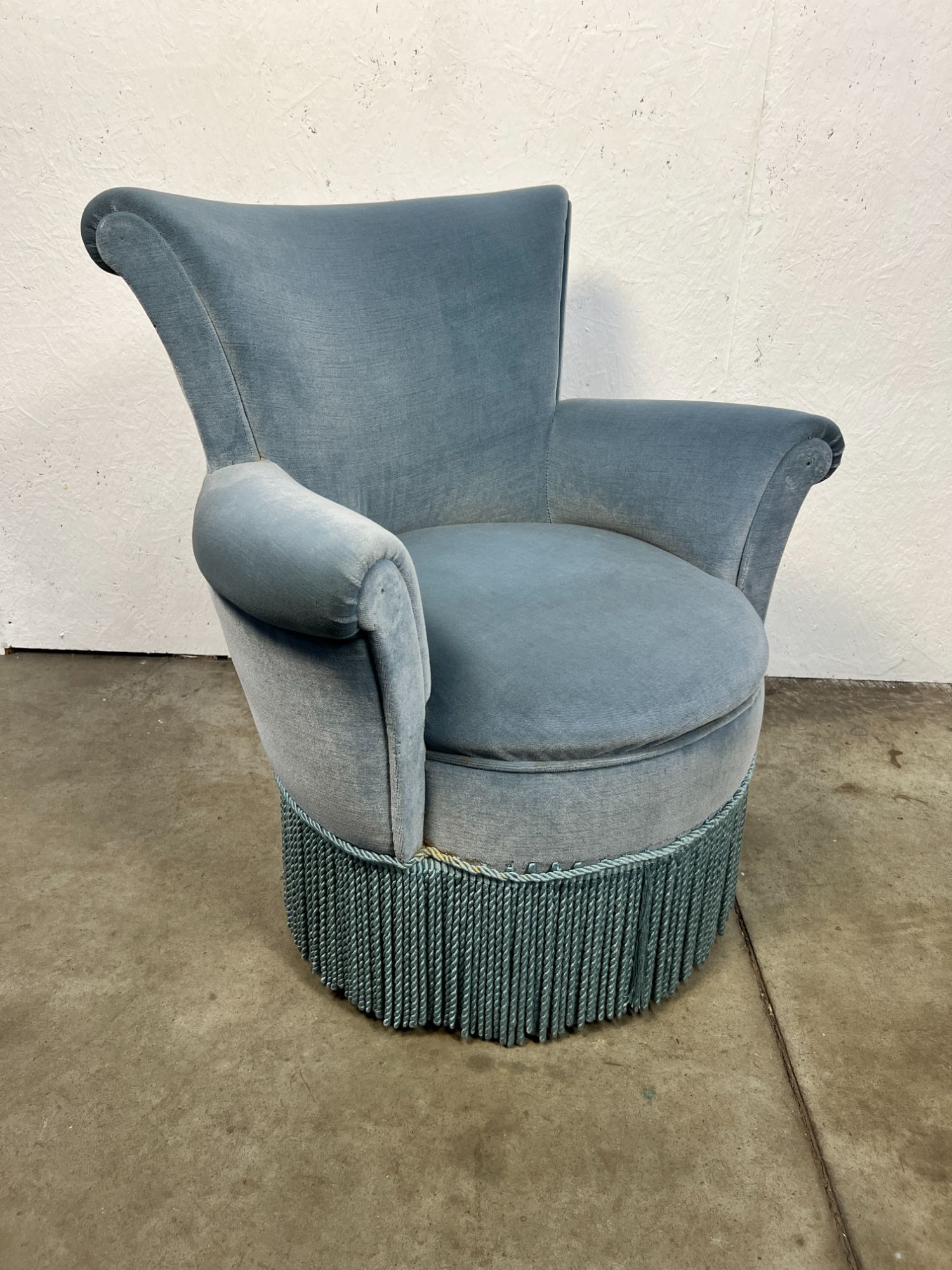 Vintage Cocktailstoel, Frankrijk 1960's, Blauw Velours image 13