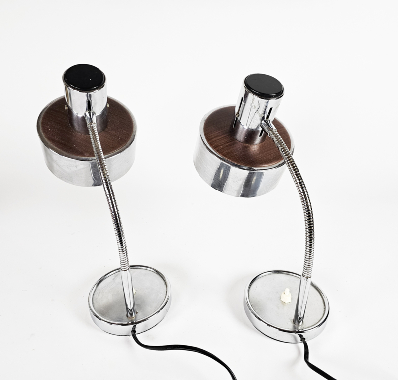 Vintage - Made In Italy - Florence - Tafellampen Set (2) - Attr. Targetti Sankey - Chroom - Metaa image 11