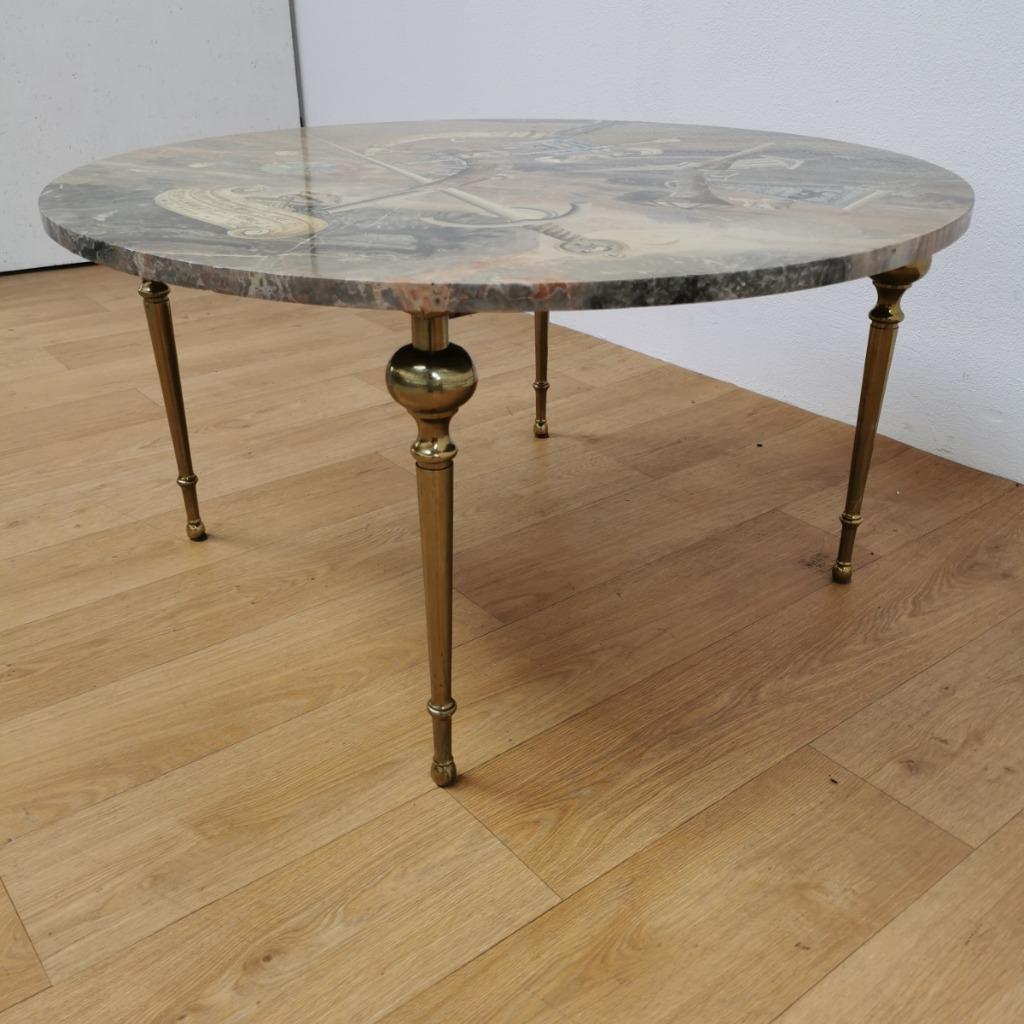 Vintage Hollywood Regency Salontafel Koffietafel Met Marmer Onyx Blad image 10