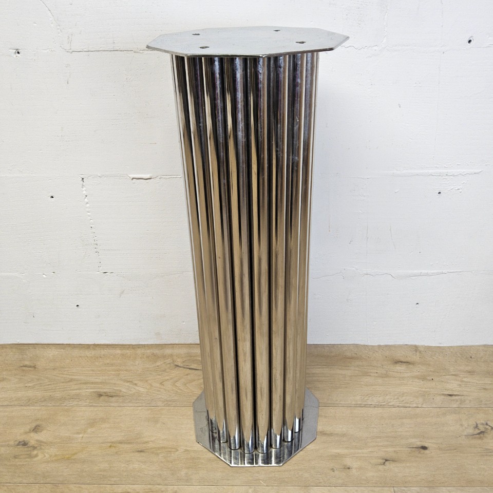 Unieke Handgemaakte Chromen Zuil / Piedestal (Art Deco) / Unique Handmade Chrome Pedestal image 3