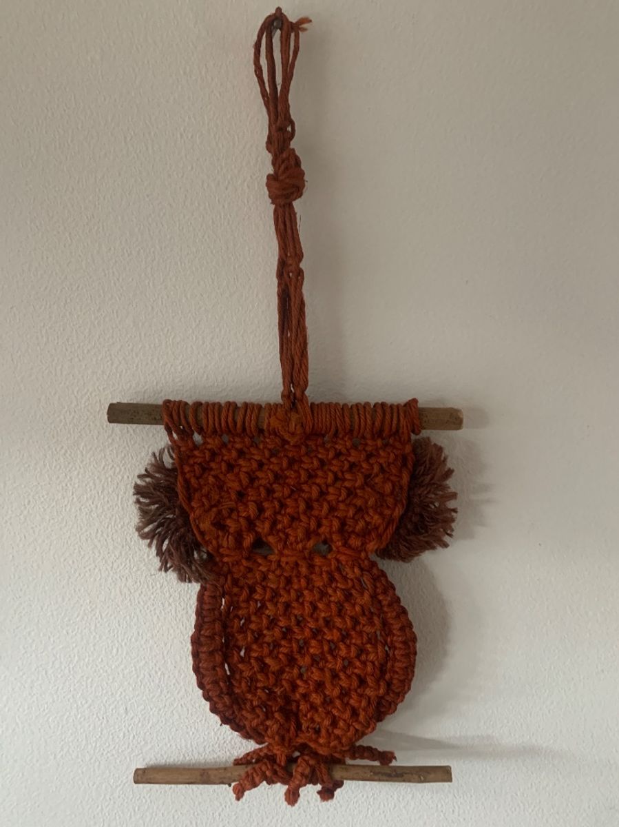 Vintage Seventies Macramé Handmade Uil image 3
