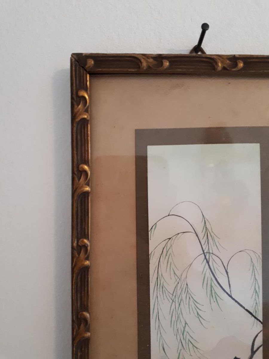 * Antiek Lijstje Met Vogel Schildering Schilderij image 5