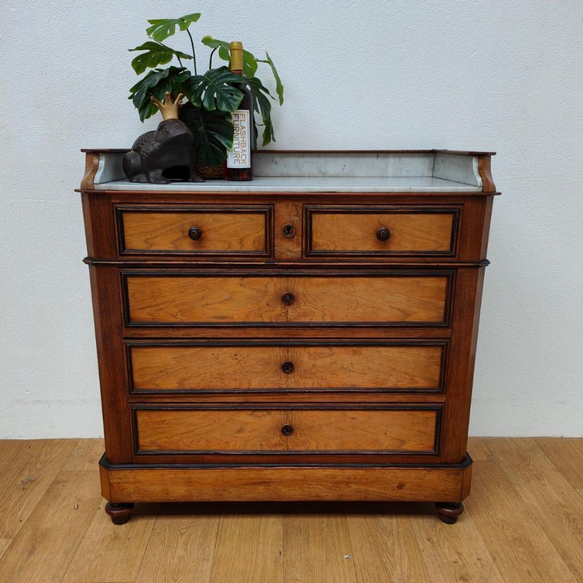 Vintage Frans Dressoir Commode Ladekast Met Marmer Blad 505 image 2