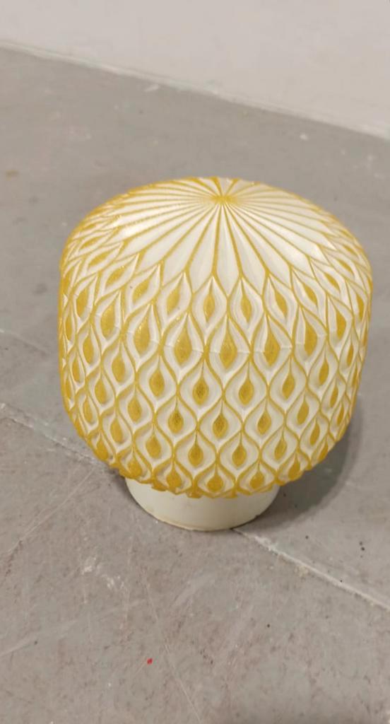 Vintage Glazen Plafondlamp, Wit En Geel image 4