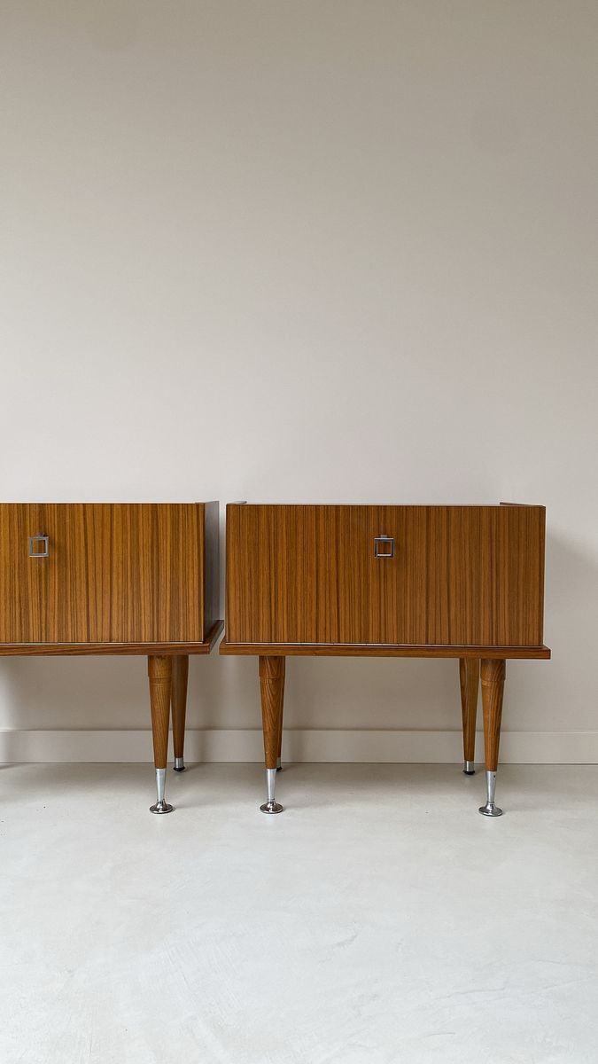 Vintage Set Teak Houten Nachtkastjes image 3