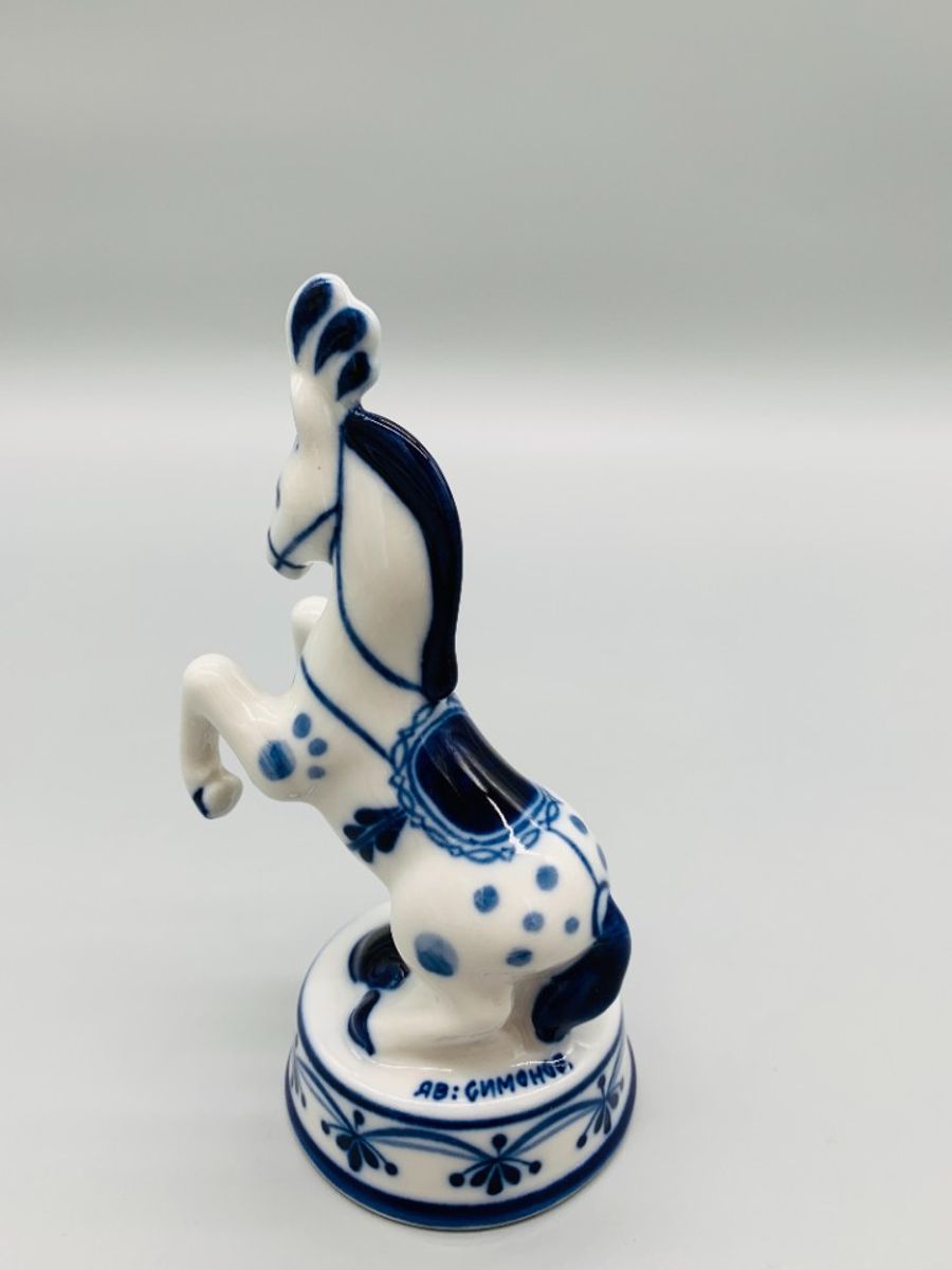 Gzhel Circuspaard Decoratie Blauw/wit image 4