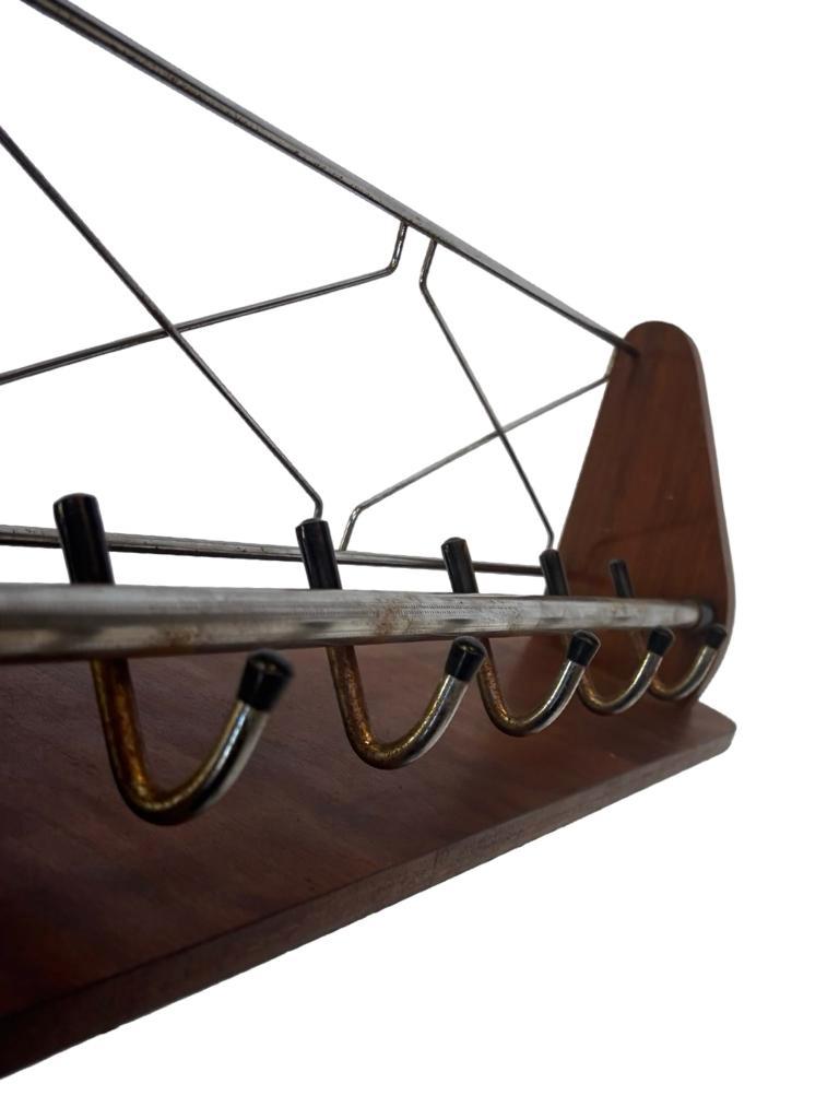 Vintage Wandkapstok Teak En Chroom Jaren 60/70 image 14