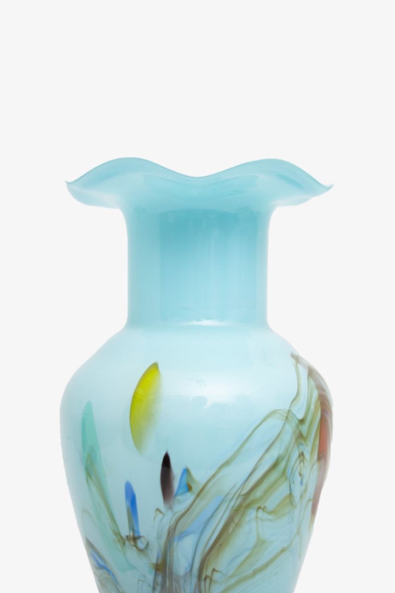 60’s Dalian Glass Co Murano Vaas Lichtblauw Aquarel image 3
