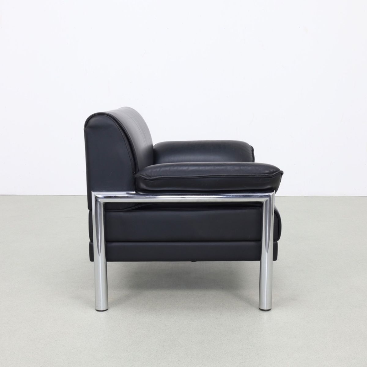 Postmoderne Fauteuil In Chroom & Leer, 1980s image 2