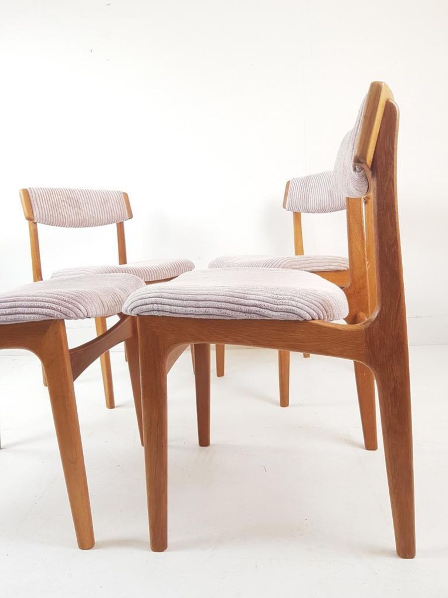 4 Vintage Roze Stoelen Licht Roze Ribstof Gerestaureerd image 8