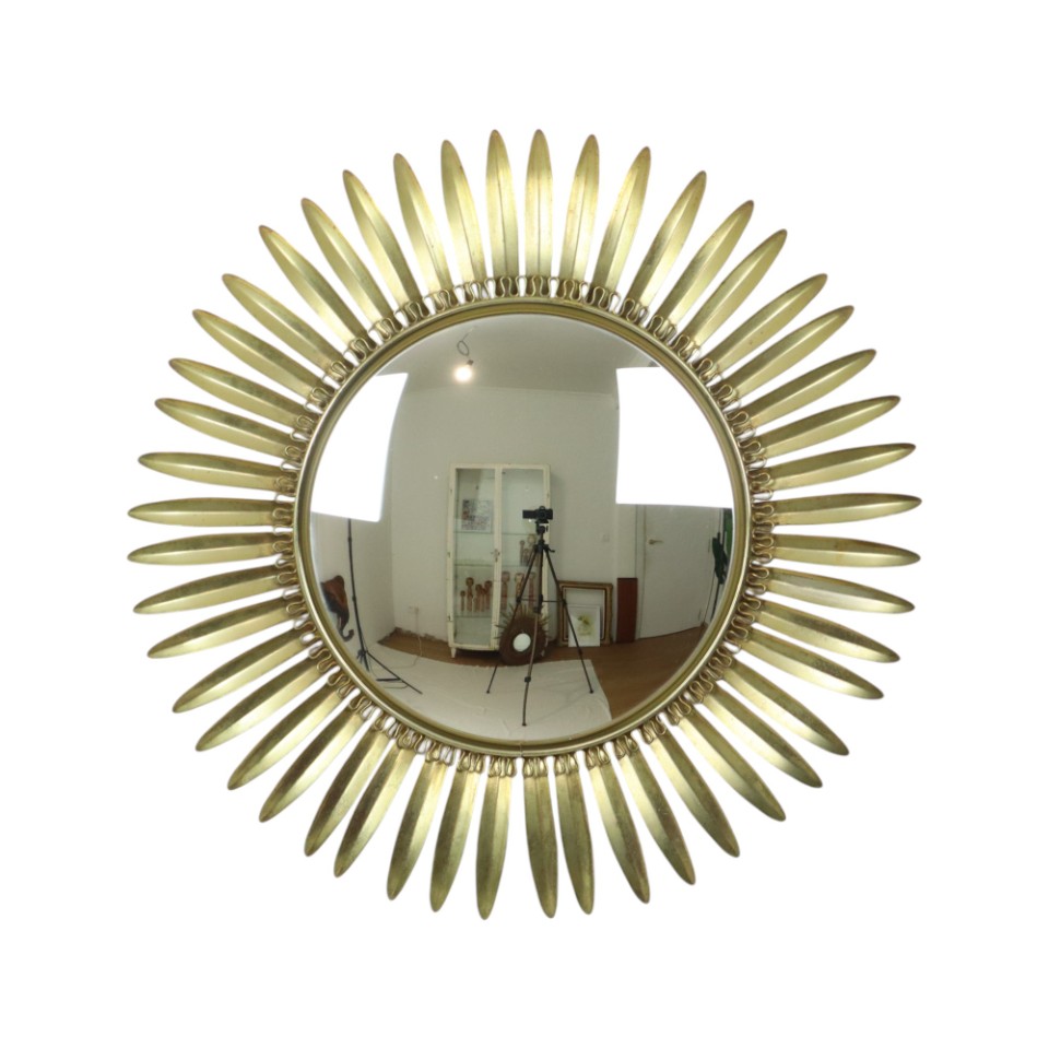 Mid Century Verkoperd Metalen Zonnespiegel Deknudt Convex 54Cm image 2