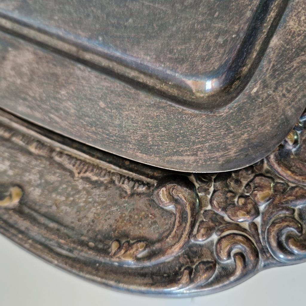 Antieke Serveerschaal Zilverkleurige Schaal Bord image 10