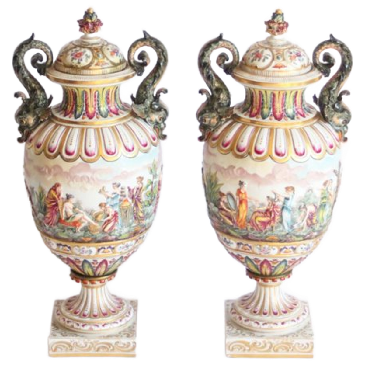 Capodimonte Vases, Late 19th, Set Of Two image 2