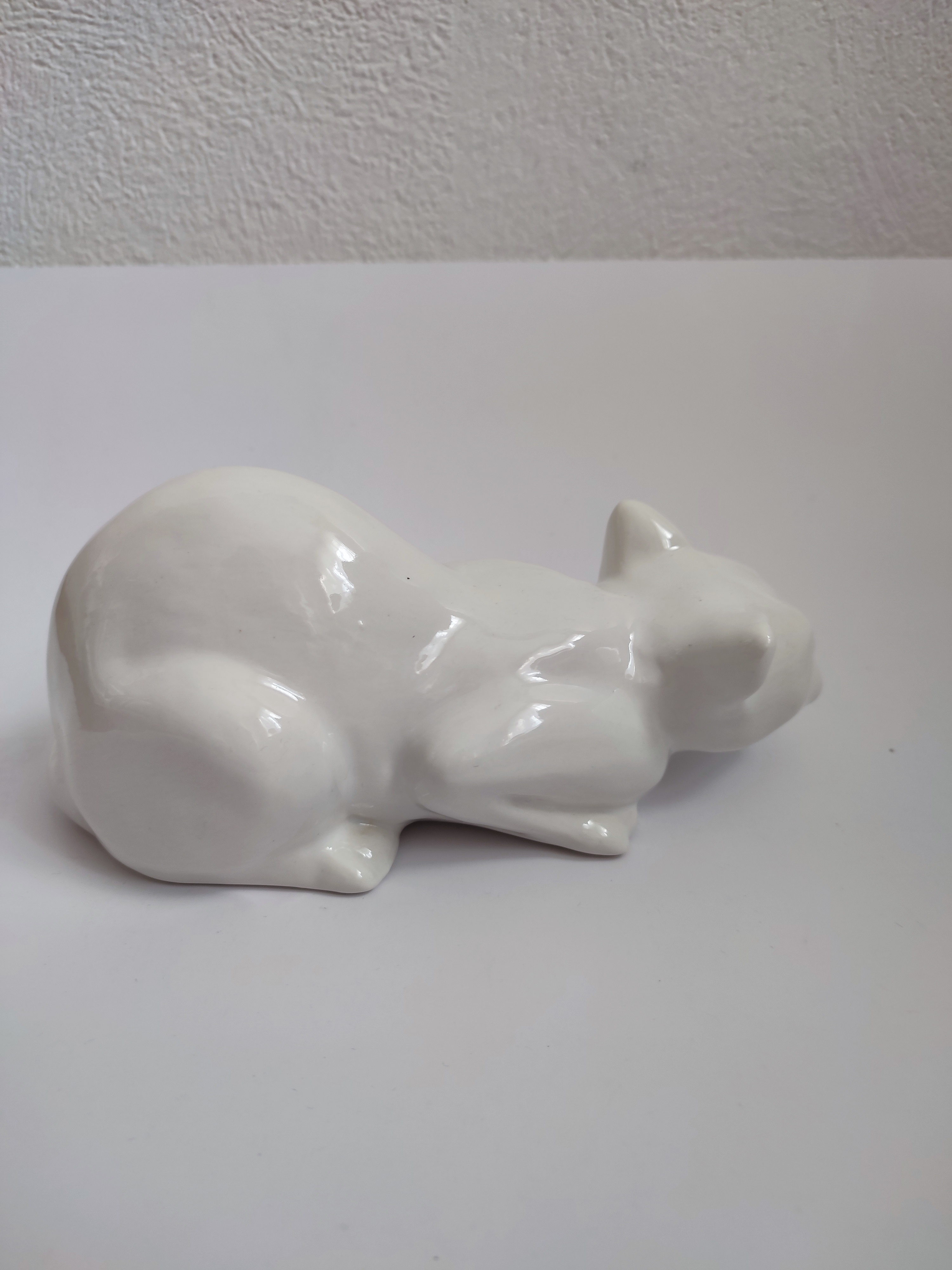 Vintage Keramiek Kat Poes Wit Beeldje Decoratie image 5