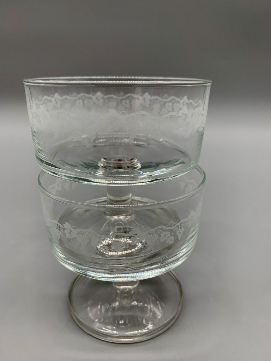 Set Vintage Coupe Glazen Druivenrank 70's 2 Stuks image 3