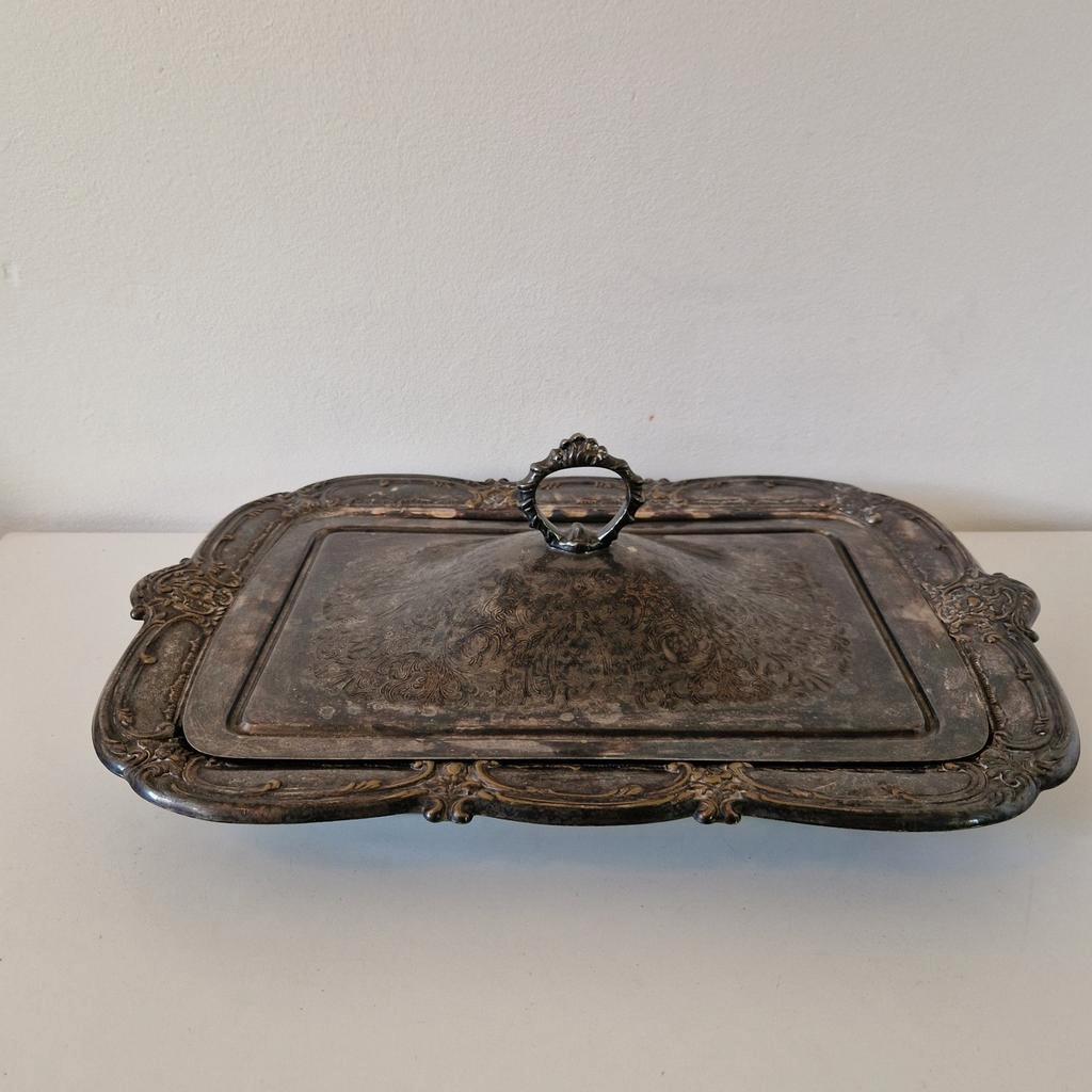 Antieke Serveerschaal Zilverkleurige Schaal Bord image 2