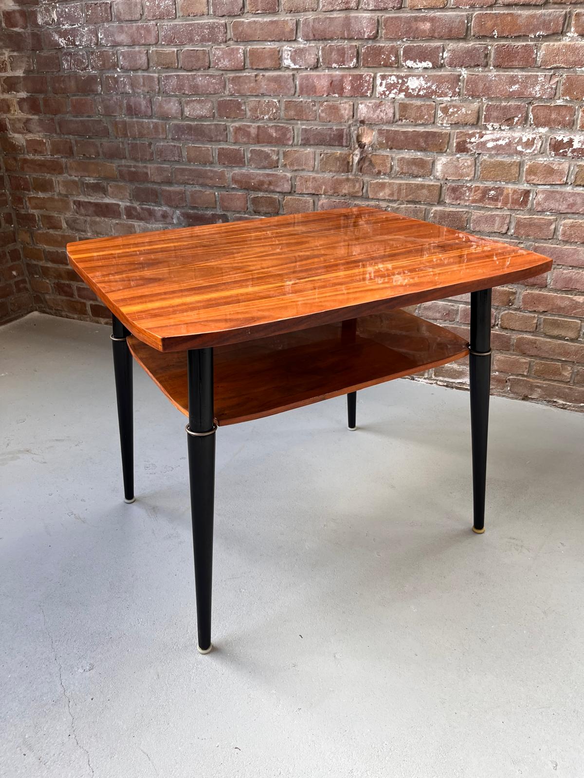 Vintage Hoogglanzende Houten Cocktailtafel, Salontafel Jaren 60, Mid Century Bijzettafel. image 9