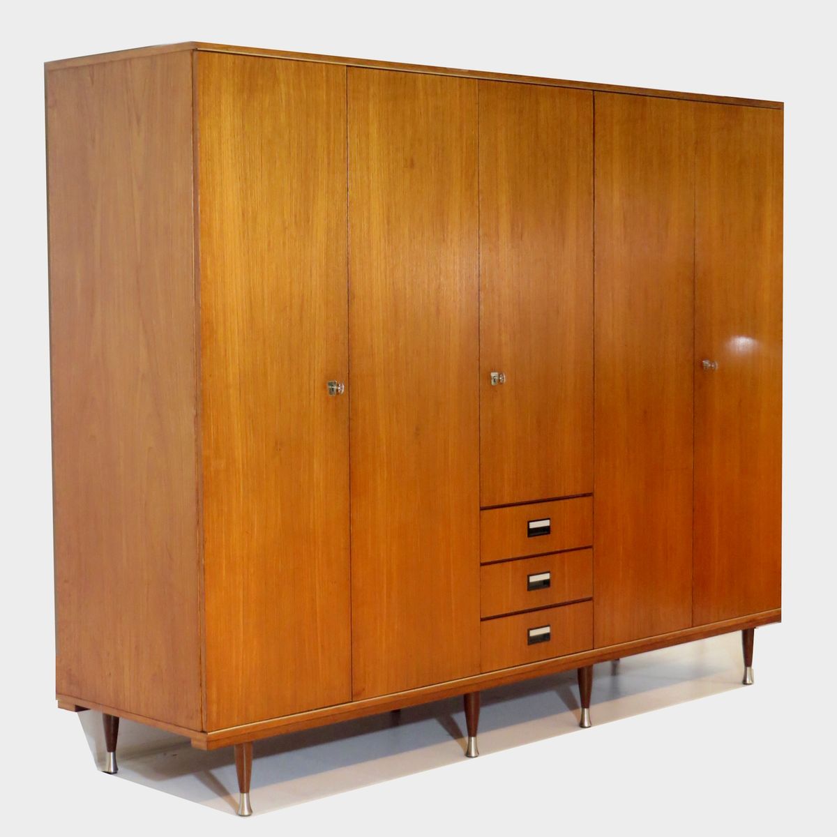 Grote 5-deurs Vintage Design Kledingkast In Teak, Jaren 60 image 5