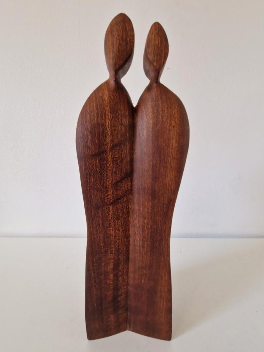 Vintage Teakhouten Beeld Mid Century Houtsnijwerk image 2