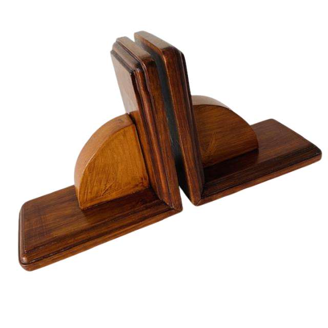 Vintage Boekensteunen Artdeco Stijl Hout image 4