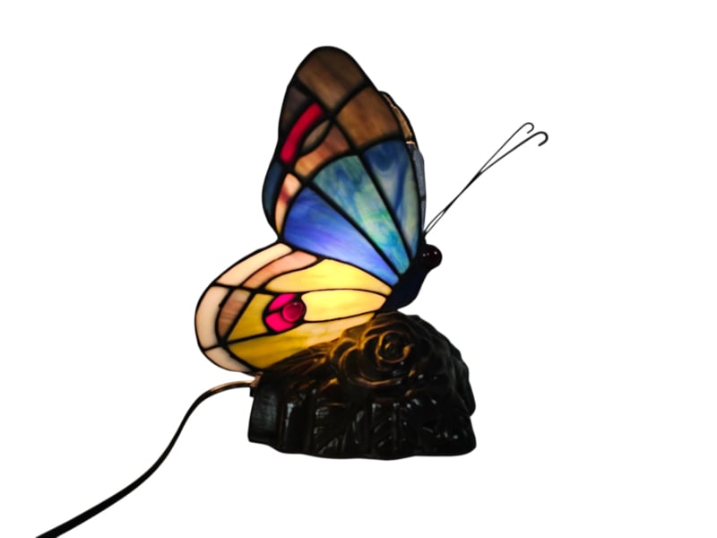 Tiffany Stijl - Vlinder - Tafellamp - Glas-in Lood - 3e Kwart 20e Eeuw image 2