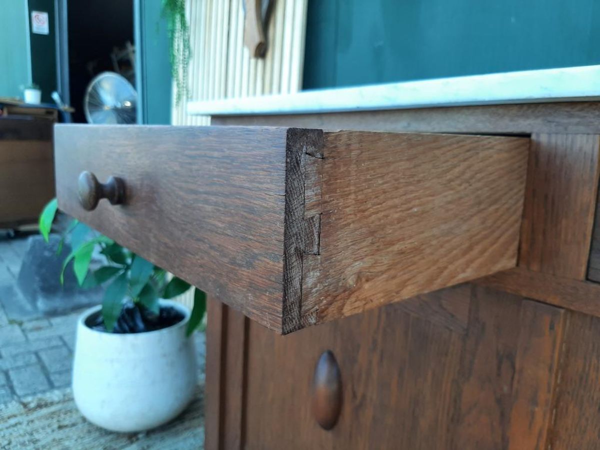 Art Deco Kastje Jr 20 Eiken Commode Wastafelkastje Dressoir image 4