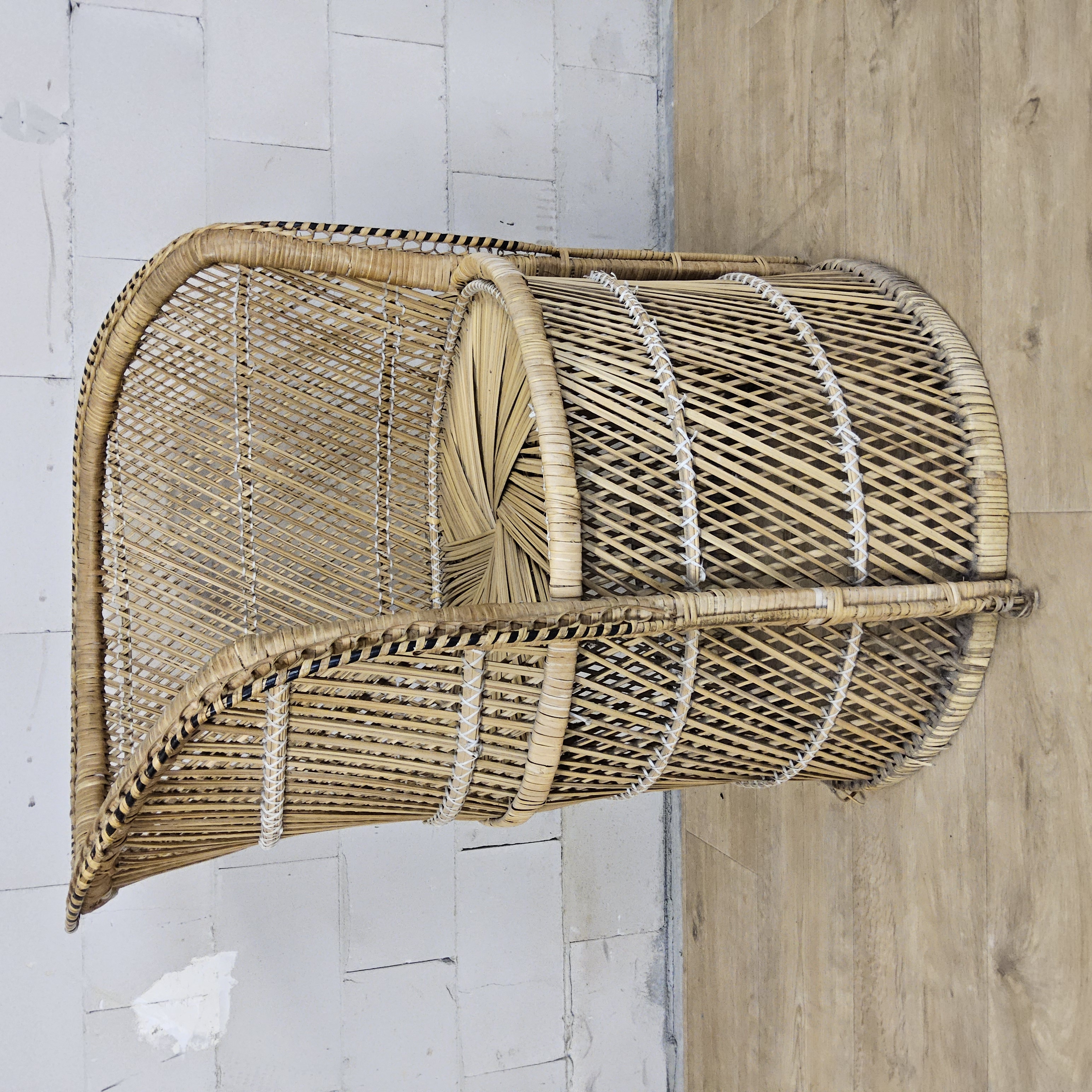 Vintage Geweven Rotan / Rattan Stoel / Luie Bohemian Stoel ( Lazy Rotan Chair ) image 2