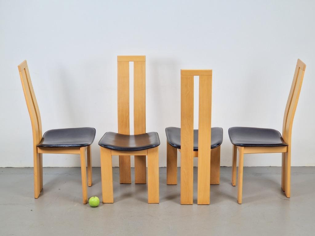 4 Vintage Beuken Leer Eetkamerstoelen Pietro Costantini Ello image 3