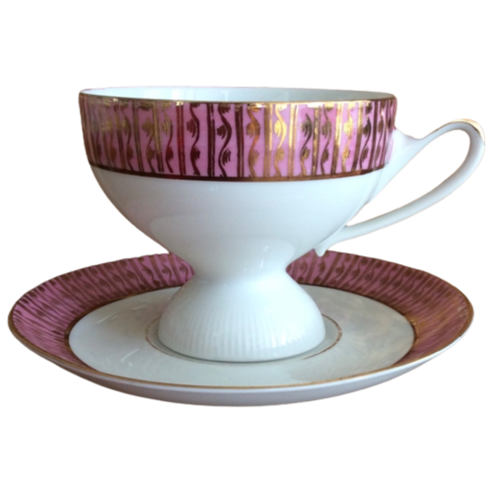 Prachtige Vintage Jaren 60 Kop En Schotel Mayer Wiesau Bavaria In Roze En Goud image 3