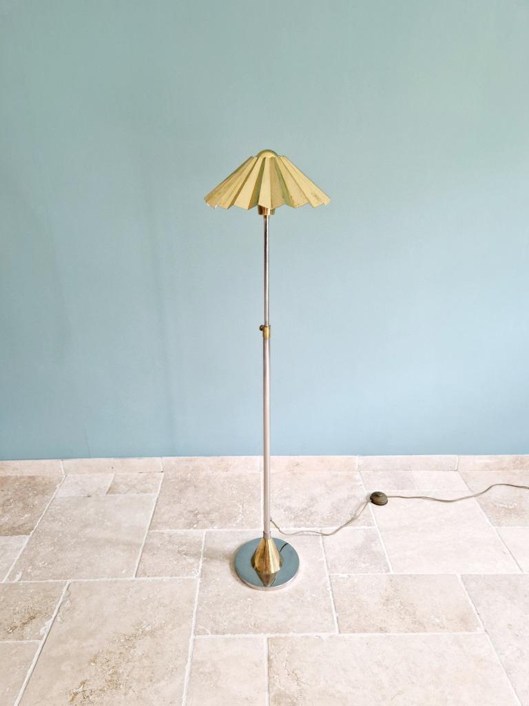 Lampe Sur Pied En Métal Chromé Et Laiton, 1970 image 6
