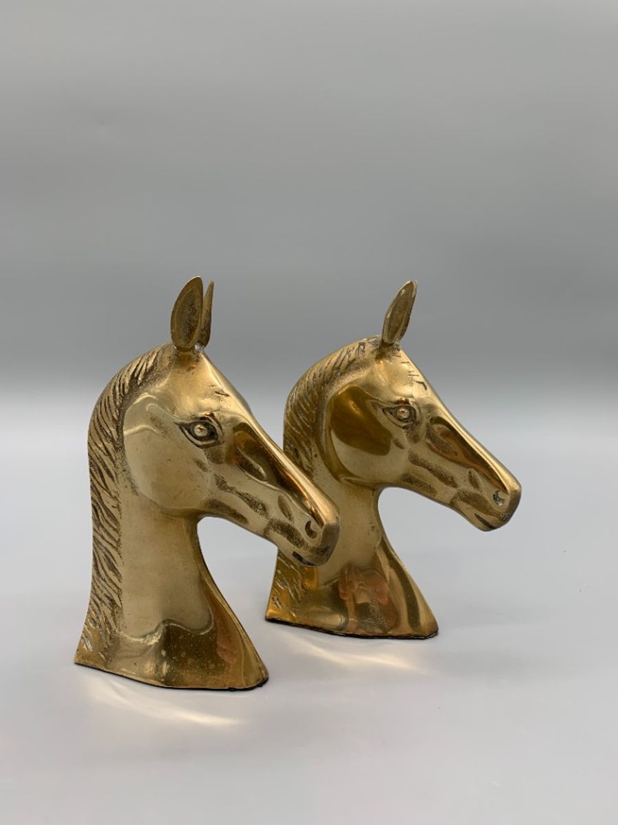Vintage Boekensteunen Messing Paard image 8