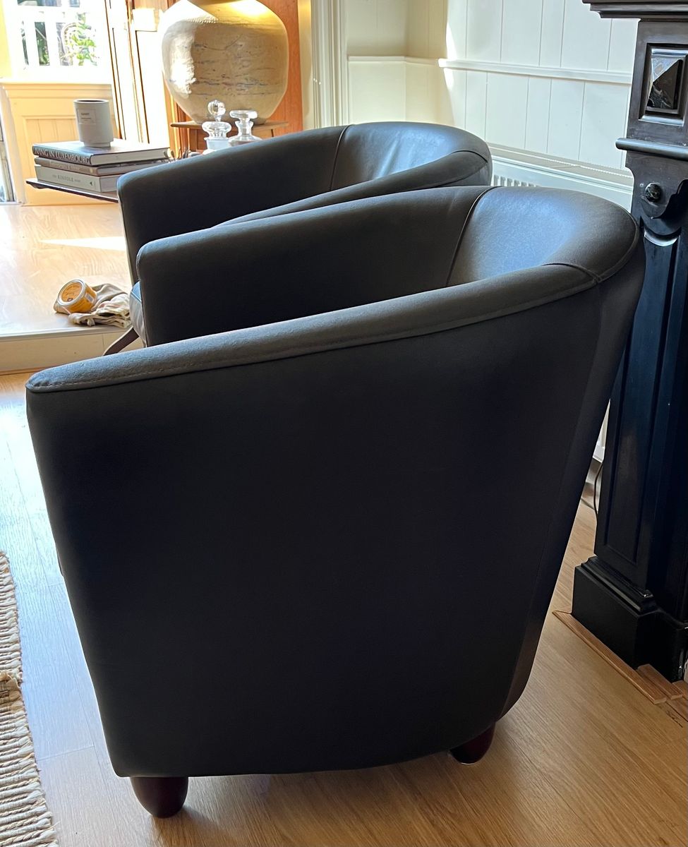 2 Leren Kuipstoelen : Donkerbruin Leer image 4