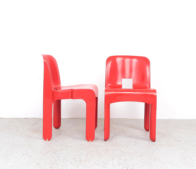 Joe Colombo Universal Stoelen Rood, 1960s image 4