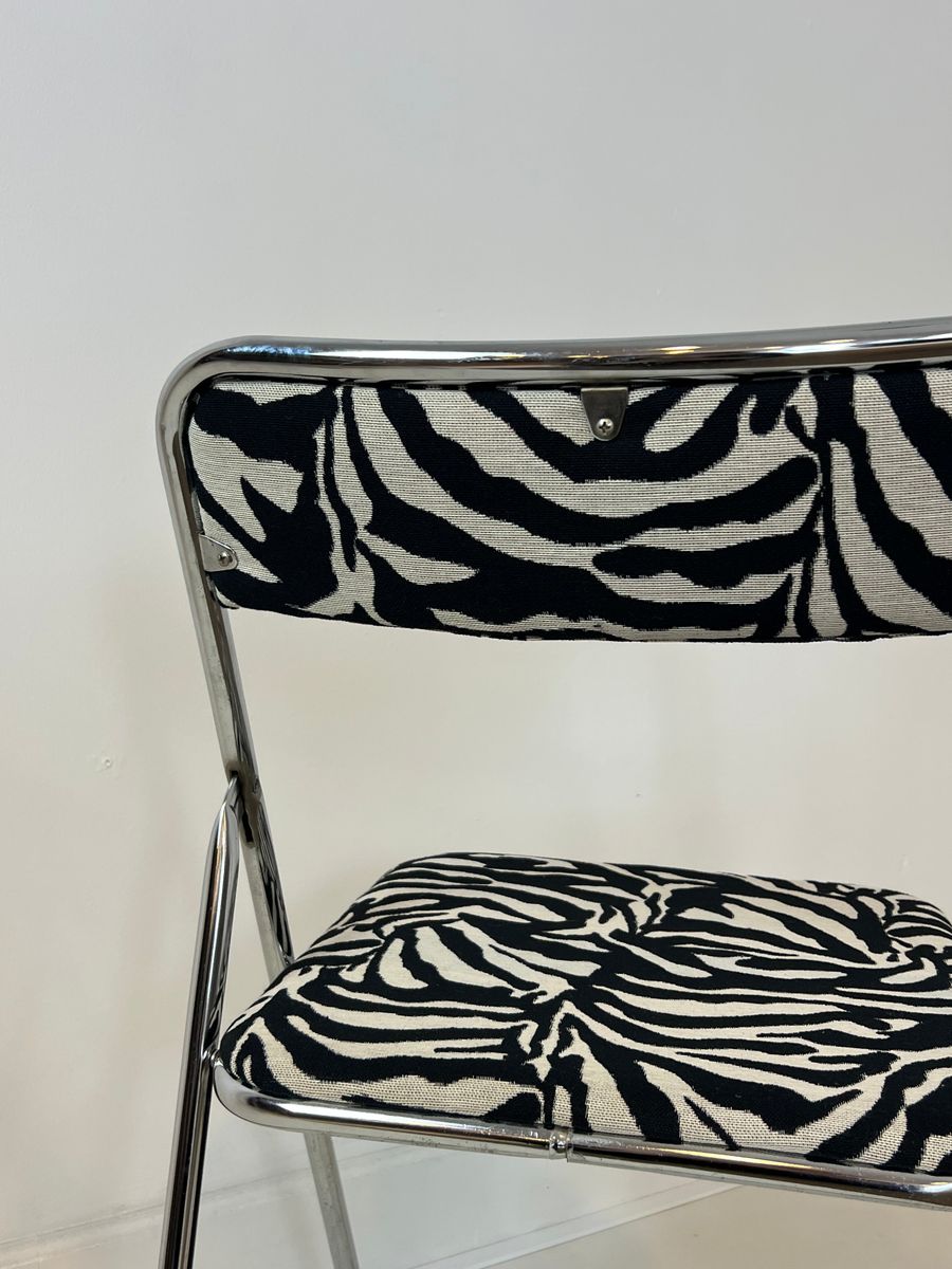 Set Of 4 Vintage Zebra Print Folding Chairs image 5