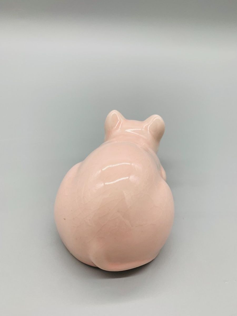 Vintage Keramiek Deco Kat Pastel Roze image 7