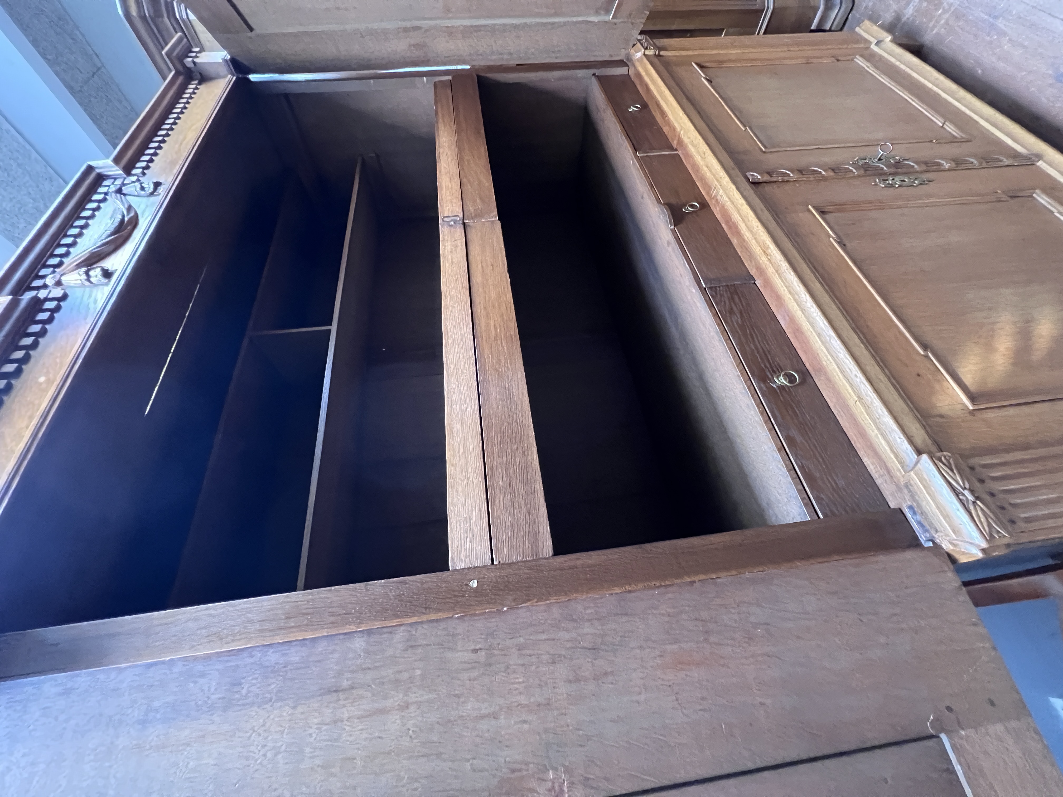 Prachtig Antiek Eiken Kabinet, 4 Deurs Kast, 221 Cm Hoog En 150 Breed image 6