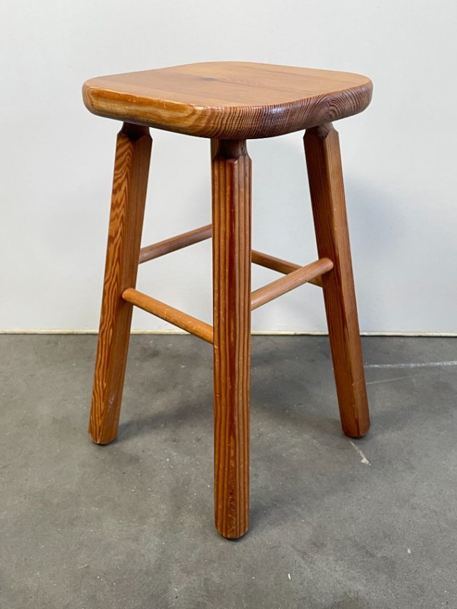 Set Van 4 Vintage Grenen Krukken, Scandinavisch Design, 1970's image 12